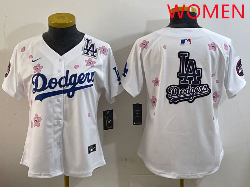 Women Los Angeles Dodgers Blank White Sakura Edition 2025 Nike MLB Jersey style 22